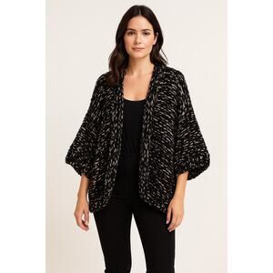 H&M Chunky Cardigan Sweater XS Small Black Marled Knit Cocoon Cozy Cottagecore
